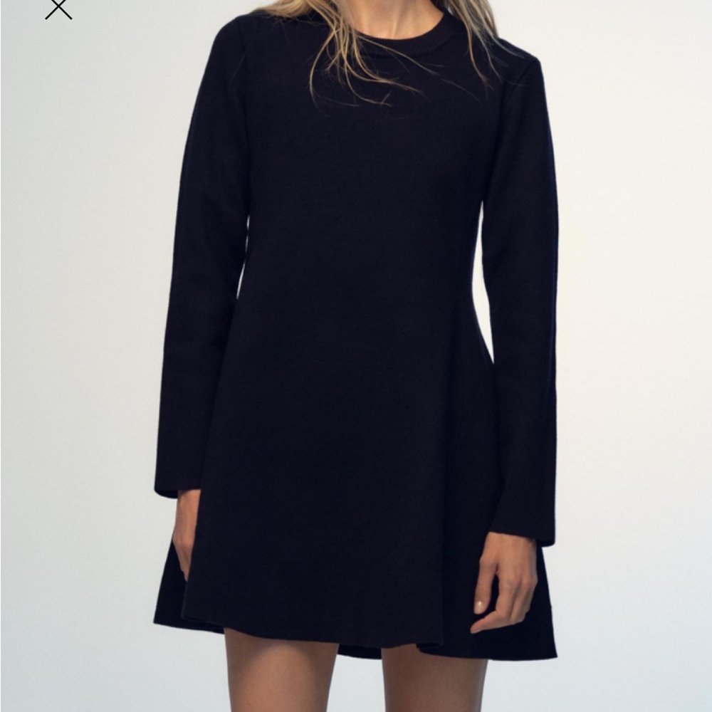 Plain Knit Long Sleeve Mini Dress